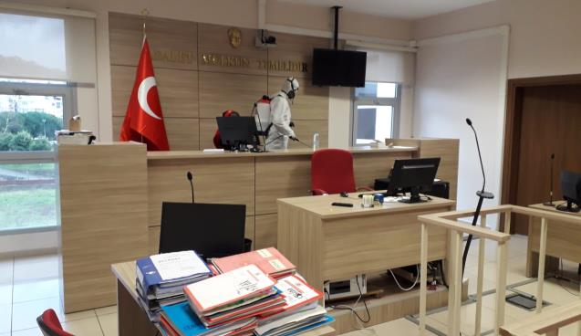 Adliye’de ve Cezaevi’nde dezenfekte çalışması