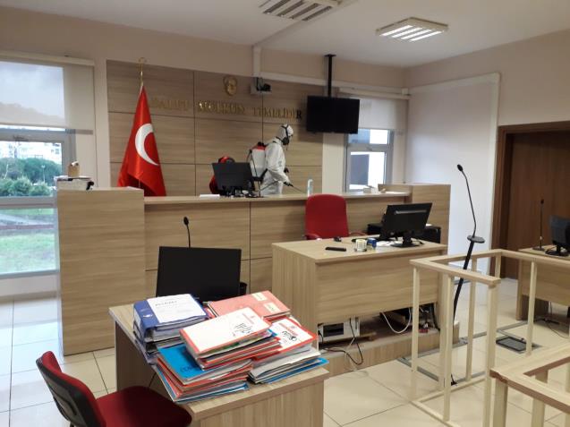 Adliye’de ve Cezaevi’nde dezenfekte çalışması