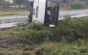 Maden işçilerini taşıyan otobüs devrildi: 9 yaralı…