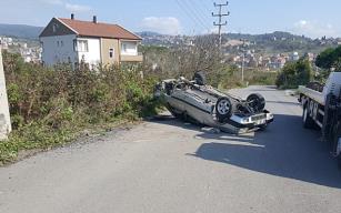 Freni patladı, takla attı…