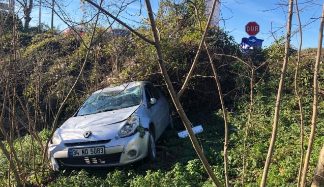 Yoldan çıkan otomobil fındık tarlasına uçtu: 1 yaralı