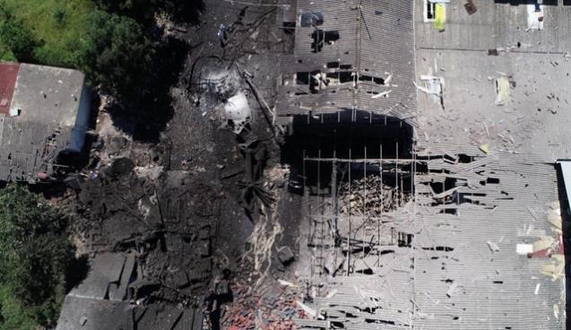 Patlamanın şiddeti havadan görüntülendi