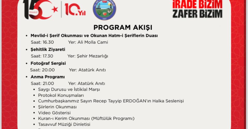 KDZ Ereğli’de 15 Temmuz programı belli oldu