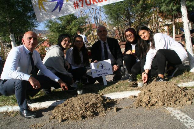  Devrek Ahmet Taner Kışlalı Ortaokulundan fidan dikimi