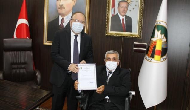 Tutulmaz’dan Şentürk’e teşekkür belgesi…