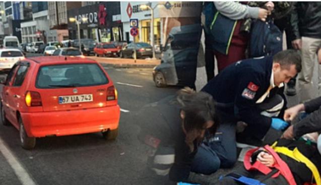 Otomobil genç kıza çarptı…