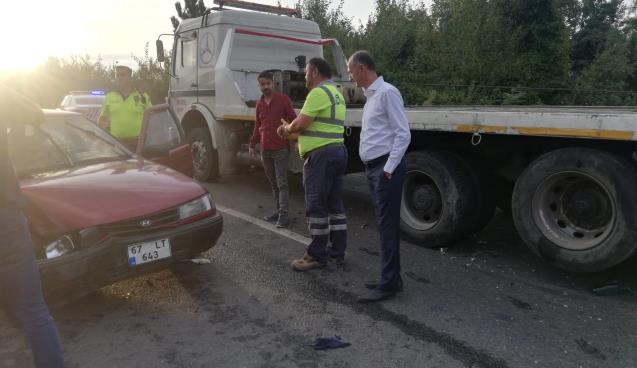 Zonguldak yolunda kaza.. 1 yaralı..