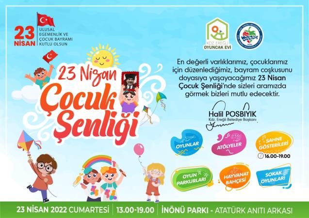 KDZ. EREĞLİ BELEDİYESİ’NDEN 23 NİSAN’A ÖZEL ÇOCUK ŞENLİĞİ