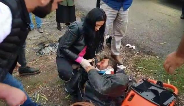 Otomobilin çarptığı motosiklet sürücüsü ölümden döndü