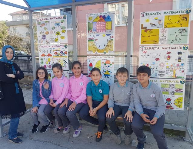 'Durakta Matematik' projesi için asılan afişler dikkat çekti