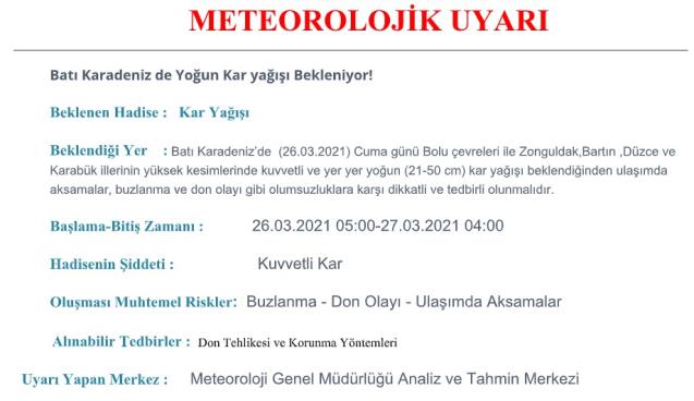 Kuvvetli kar yağışı bekleniyor…