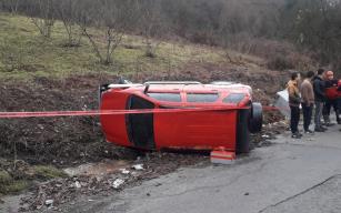 Zonguldak’ın Ereğli ilçesinde kaygan yolda 