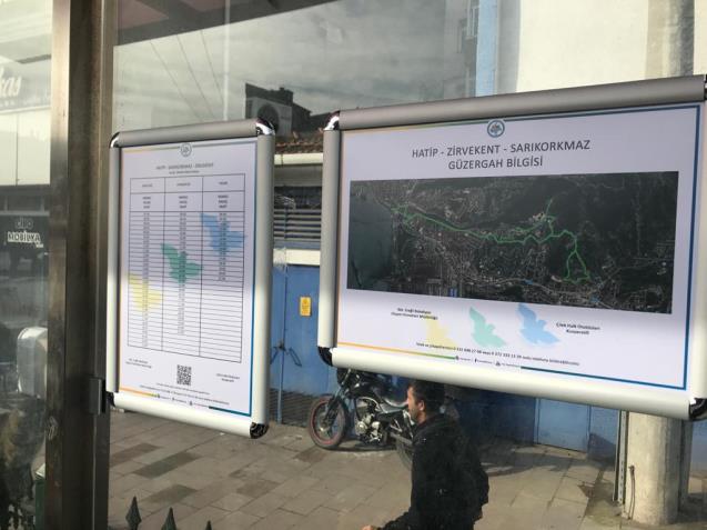 OTOBÜS DURAKLARINA GEÇİŞ VE GÜZERGAH BİLGİLERİ ASILIYOR