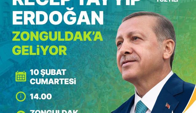 Recep Tayip Erdoğan Zonguldak’a geliyor