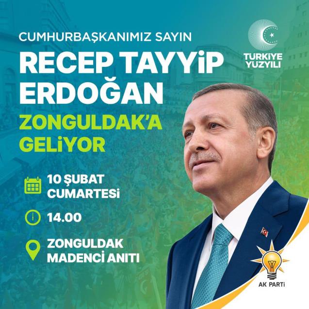Recep Tayip Erdoğan Zonguldak’a geliyor