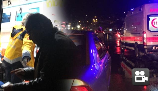 Eşinin gözü önünde otomobil çarptı…